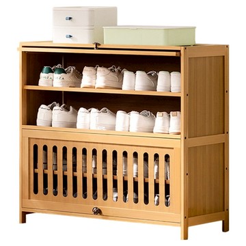 HAPPY LiFE 楠竹透氣翻門鞋櫃 12222 80cm  5層  原色