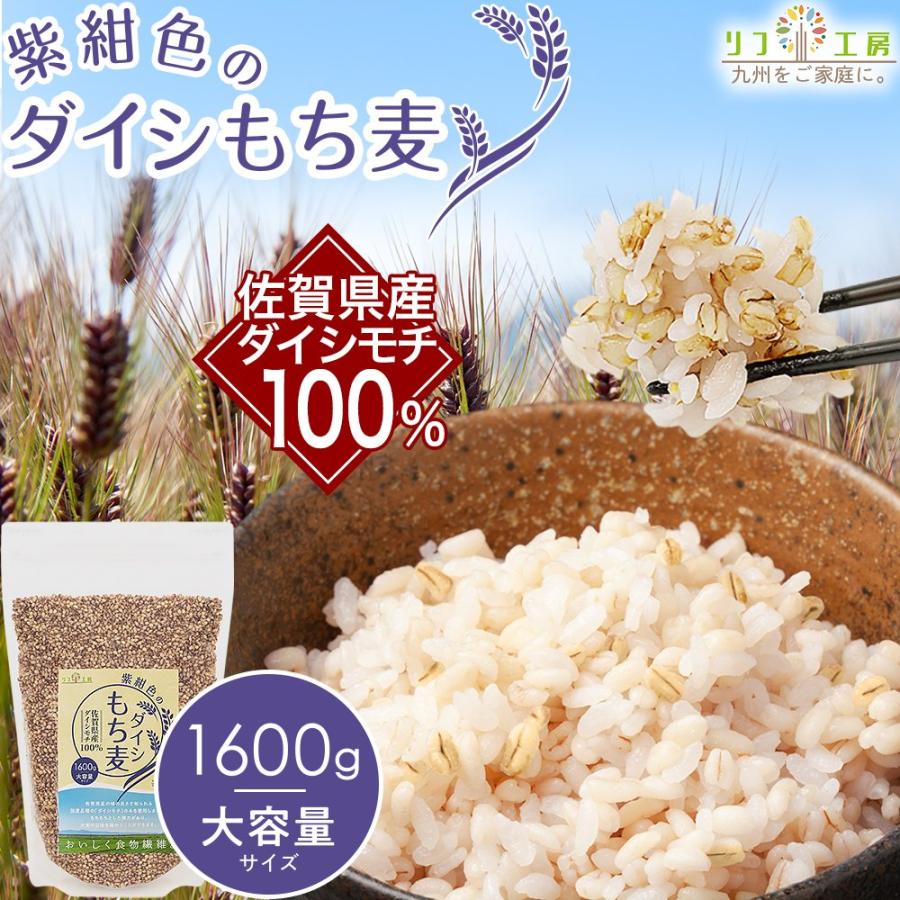 もち麦 国産 ダイシモチ 佐賀県産100% 紫紺色のダイシもち麦 1600g リフ工房 もちむぎ 国産 もち 麦 麦飯 麦ごはん 麦ご飯 チャック袋付き スタンドパック