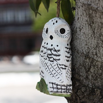 鹿妖商店 大號白貓頭鷹木雕 貓頭鷹木雕  雪鸮木雕 動物擺件