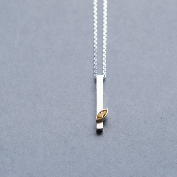 黃水晶 馬眼形 項鍊 925銀 男士  وجدت