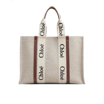Chloé Woody tote bag帆布托特包（大號/焦糖咖色）_廠商直送