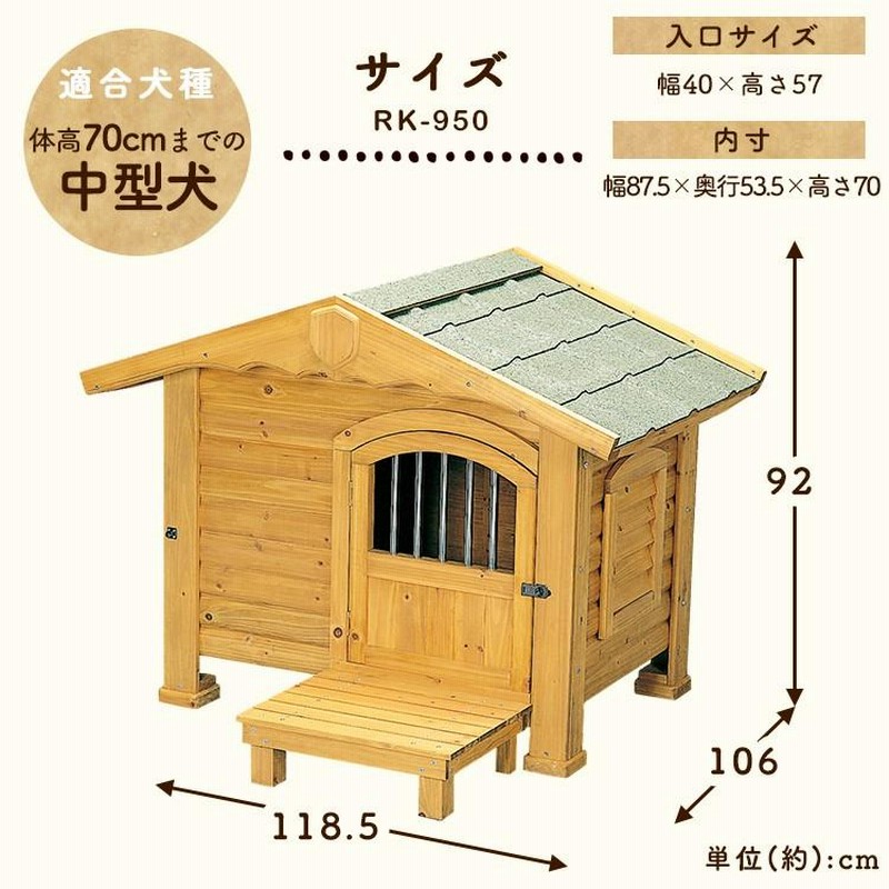 犬小屋 ドッグハウス 室外 屋外 中型犬 大型犬 木製 ロッジ犬舎