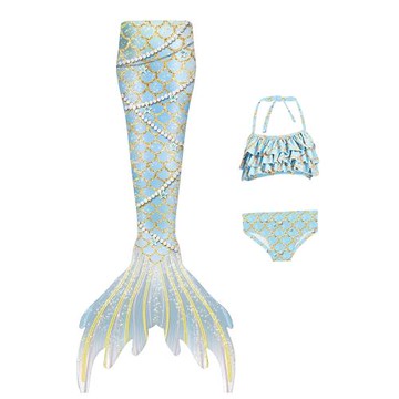 童庭女童寶寶美人魚尾巴泳衣兒童新款服裝中大童女孩公主裙游泳裝