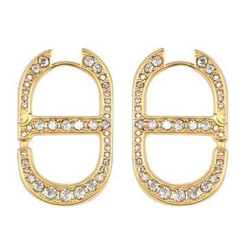 Christian Dior 30 Montaigne CD標誌鑲嵌水鑽針式耳環.金