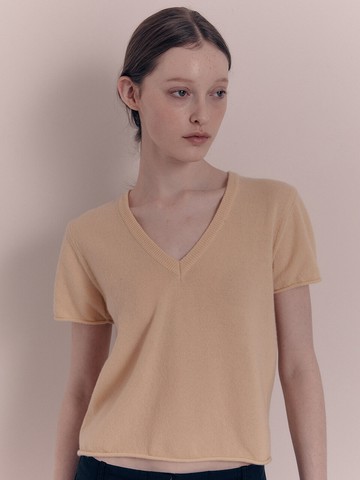 Sui V-Neck Knit T-Shirt_Yellow