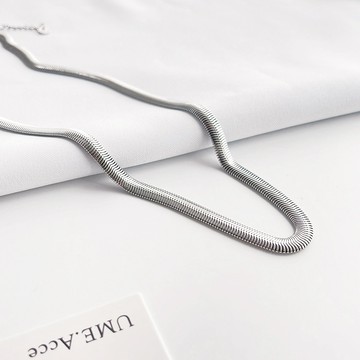 [鈦鋼.項鍊] 超順滑 寬蛇骨項鍊【UME】洗澡可戴 不退色鎖骨鏈 中長項鍊 白鋼項鍊 男生項鍊 中性飾品
