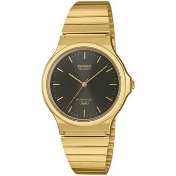 CASIO 卡西歐 經典指針不鏽鋼錶帶手錶-黑x金 學生錶 考試錶 女錶 送禮 禮物 推薦(MQ-24GA-1A)