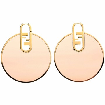 FENDI 芬迪 O Lock F造型透明玻璃圓圈穿式耳環(金色)