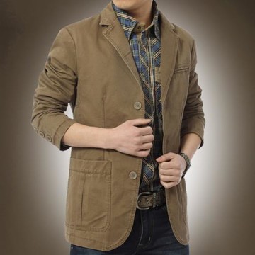 飛行者春秋新款男裝夾克上衣外套休閑寬松大碼西裝領青年茄克水洗