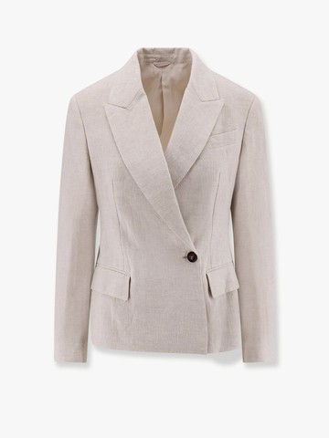 Double-breasted linen blazer - BRUNELLO CUCINELLI - gender_Woman