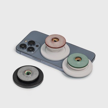 手機支架伸縮氣囊真皮眼睛創意個性磁吸magasafe可折疊手作牛皮