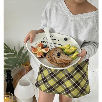 Shinymomo法文字母陶瓷盤英文餐盤攪拌網紅盤ins首飾收納盤