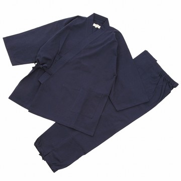 Luxury pongee weave monk\'s working clothes navy blue L