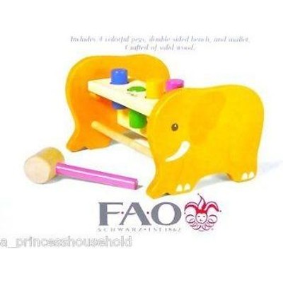 FAO Schwarz Wood Pounding Bench,Elephant Ends,Colorful Wood Posts