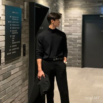 【優選好物】半高領純色毛衣男女冬季韓版潮流休閒百搭保暖港風加絨打底針織衫 KMHY