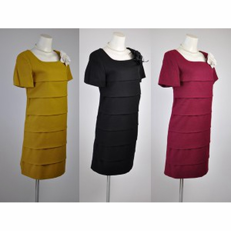 ポイント10倍 送料無料 9号 11号 13号 15号 17号大きいサイズ ティアードワンピース黒 辛子色 ワイン色 707 通販 Lineポイント最大1 0 Get Lineショッピング