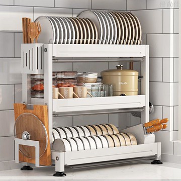 不銹鋼廚房置物架瀝水碗架碗碟晾碗筷臺面家用多層雙層收納放碗架