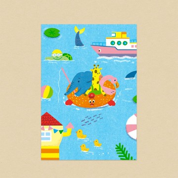 甜甜圈救生圈/繪本明信片