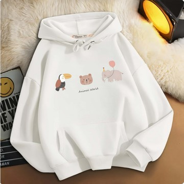 寬鬆顯瘦連帽T女  秋冬季Oversize內刷毛帽T  保暖 厚款 韓版連帽T  加厚加絨大學T  可愛上衣女  XH