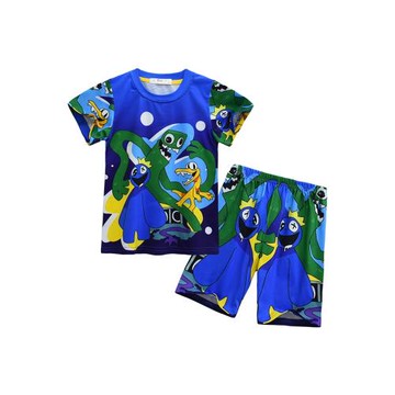 彩虹朋友rainbow friends兒童短袖T恤短褲睡衣套裝男童家居服夏季