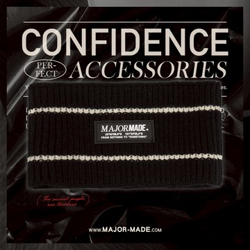 【MAJOR MADE】 黑白條紋厚實針織髮帶