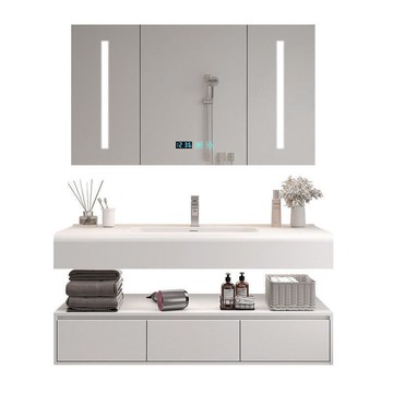 台灣公司貨 免運 快速出貨 洗臉盆 洗手盆 膚感可麗耐一體浴室柜組合現代簡約衛生間洗手盆洗漱洗手洗臉盆