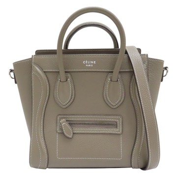 【二手名牌BRAND OFF】CELINE 賽琳 棕色 皮革 Nano Luggage 兩用包