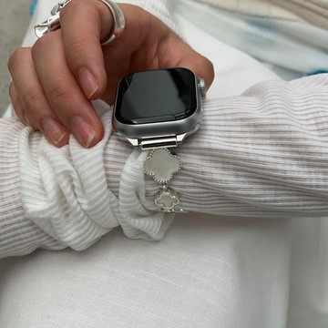 白色貝母金屬錶帶 適用於Apple Watch 錶帶 S12 S11 S10 9 8 7 6 不鏽鋼錶帶 42 46