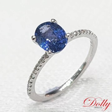 Dolly 無燒 斯里蘭卡藍寶石1克拉鑽石戒指-010
