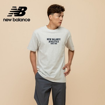 New Balance [New Balance]撞色文字短袖上衣_男性_淺灰色_MT51526AHH