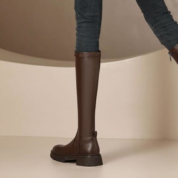 大碼41一43顯瘦高筒簡約彈力長靴