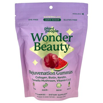 Plant People, WonderBeauty®，頭髮、皮膚和指甲煥活軟糖，西瓜味，60 粒