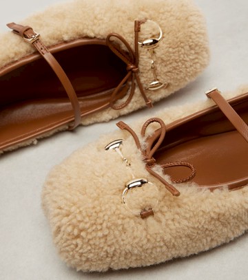 Gucci Gucci Horsebit shearling ballet flats