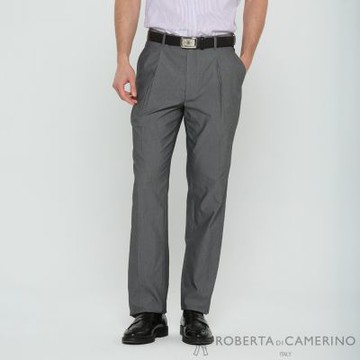 ROBERTA諾貝達 男裝 舒適高質感 經典灰打摺休閒褲(日本素材 台灣製)