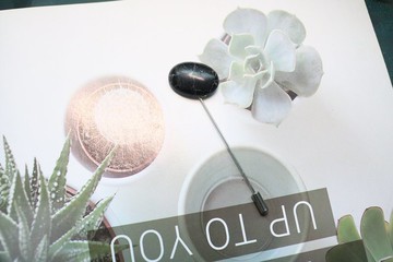 黑色裂纹天然石胸针胸花一字针插针