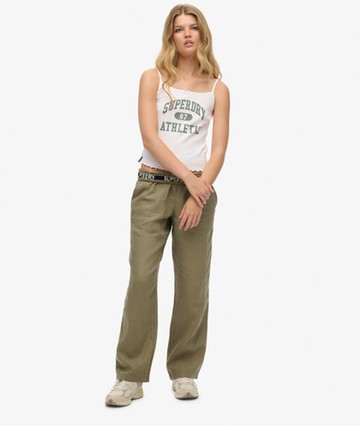 Superdry Women's Linen Pants Khaki Size: 12