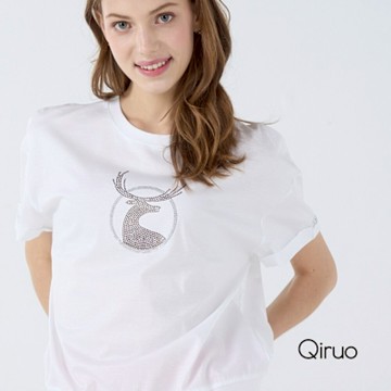 Qiruo 奇若春夏專櫃白色上衣7064A 短袖圓領造型