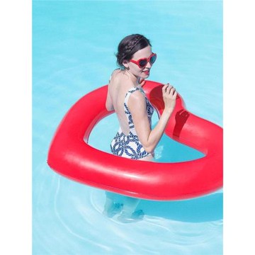 成人兒童充氣愛心游泳圈心形粉色救生圈亮片紅色水上浮圈攝影道具