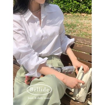 Codibook｜韓國 BEIDELLI 簡約素色襯衫領七分袖寬鬆襯衫［預購］襯衫 女裝