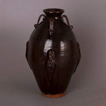 宋 吉州窯黑釉四系橄欖瓶 仿 出土舊貨老貨民間收藏裝飾古董瓷器