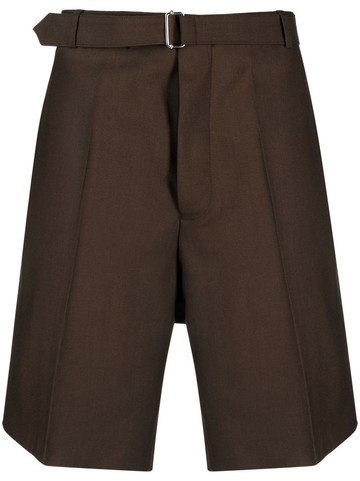 Officine Generale - slide-buckle wool tailored shorts - men - Acetate/Cotton/Wool/Viscose - 50 - Brown