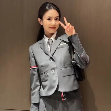 TUMA TB織帶條紋羊毛西裝女士修身外套單排扣西服短裙西褲套裝潮