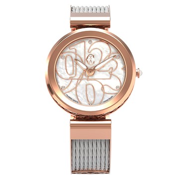 CHARRIOL夏利豪(FE32.102.002)Forever系列半鋼索數字時尚腕錶/珍珠母貝面32mm｜樂天全館特惠中★指定刷卡回饋10%