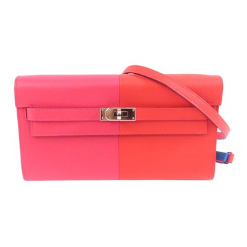 【二手名牌BRAND OFF】HERMES 愛馬仕 坦桑尼亞藍 玫瑰極限粉 心紅 Epsom皮革Kelly To Go 肩背包 Y刻