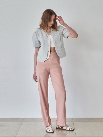 LINEN SEMI WIDE PANTS(pale pink)