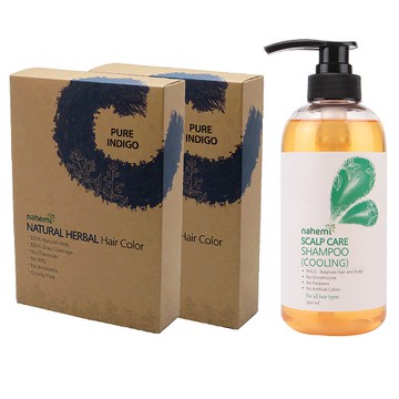 娜禾蜜 草本增色護髮粉｜靛紫藍x2+涼感無矽靈健髮洗髮露x1