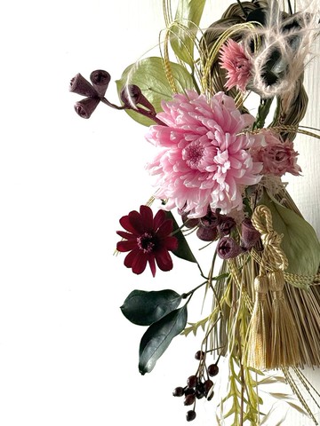 粉金色系—新春注連繩 永生花飾