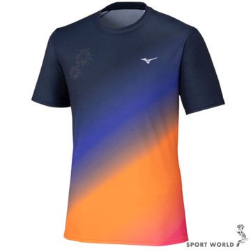 Mizuno 美津濃 短袖上衣 男裝 排汗 反光 漸層煙火【運動世界】J2MAC55097