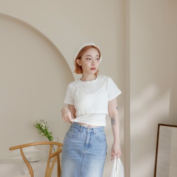 QUEENSHOP_ S 女裝 皺皺立體紋路可拆兩件式上衣 兩色售 現+預 【01099066】