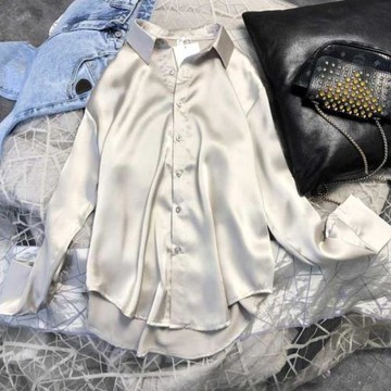 薄款襯衫女長袖夏2025新款三醋酸綢緞面真絲冰絲防曬上衣垂感外套